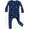 Snowflake Bamboo Convertible Footie, Blue - Footie Pajamas - 1 - thumbnail