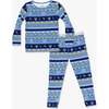 Hanukkah Fair Isle Bamboo Kids Pajamas, Blue - Pajamas - 1 - thumbnail