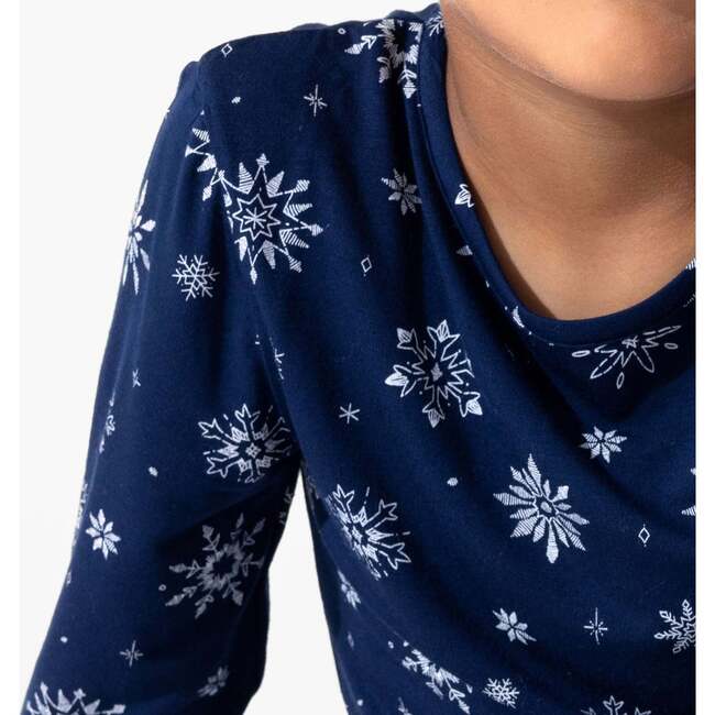 Snowflake Bamboo Kids Pajamas, Blue - Pajamas - 4