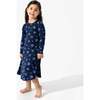 Snowflake Bamboo Girls' Long Sleeve Dress, Blue - Dresses - 3