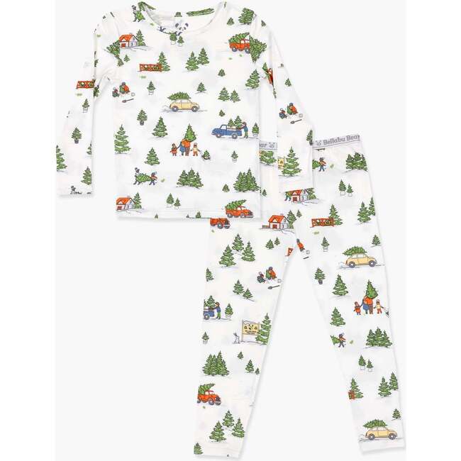 Christmas Tree Farm Bamboo Kids Pajamas, White