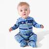 Hanukkah Fair Isle Bamboo Convertible Footie, Blue - Footie Pajamas - 2