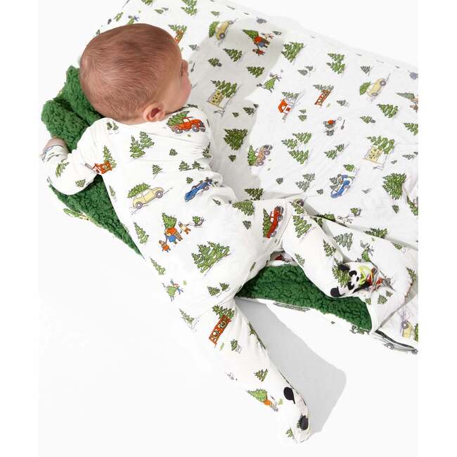 Christmas Tree Farm Bamboo Convertible Footie, White - Footie Pajamas - 3