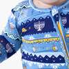 Hanukkah Fair Isle Bamboo Convertible Footie, Blue - Footie Pajamas - 3