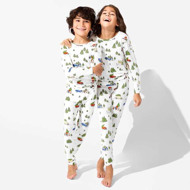 Christmas Tree Farm Bamboo Kids Pajamas, White - Pajamas - 3