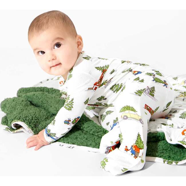 Christmas Tree Farm Bamboo Convertible Footie, White - Footie Pajamas - 4