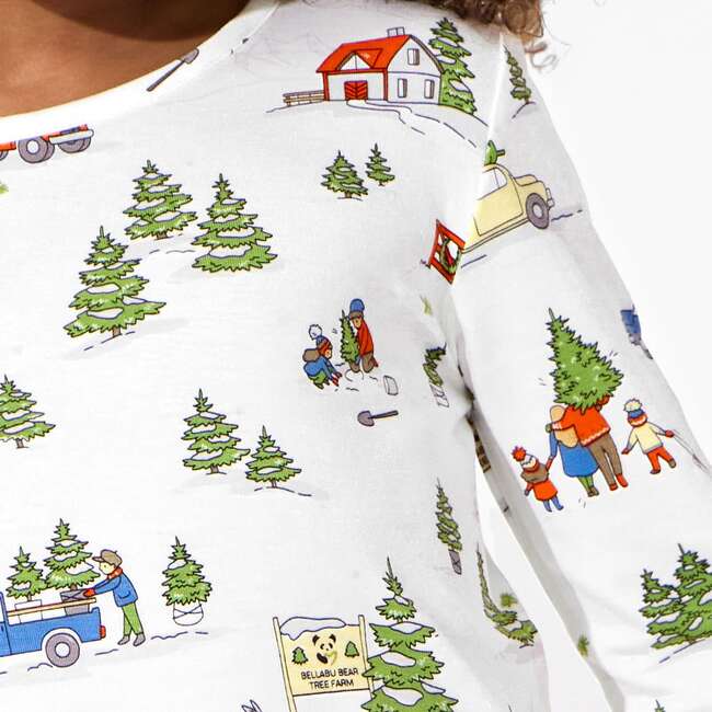 Christmas Tree Farm Bamboo Kids Pajamas, White - Pajamas - 4