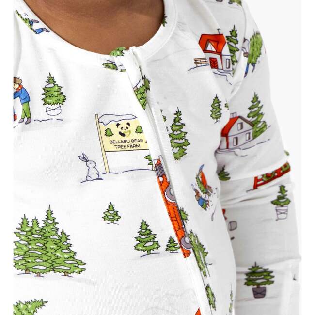 Christmas Tree Farm Bamboo Convertible Footie, White - Footie Pajamas - 5