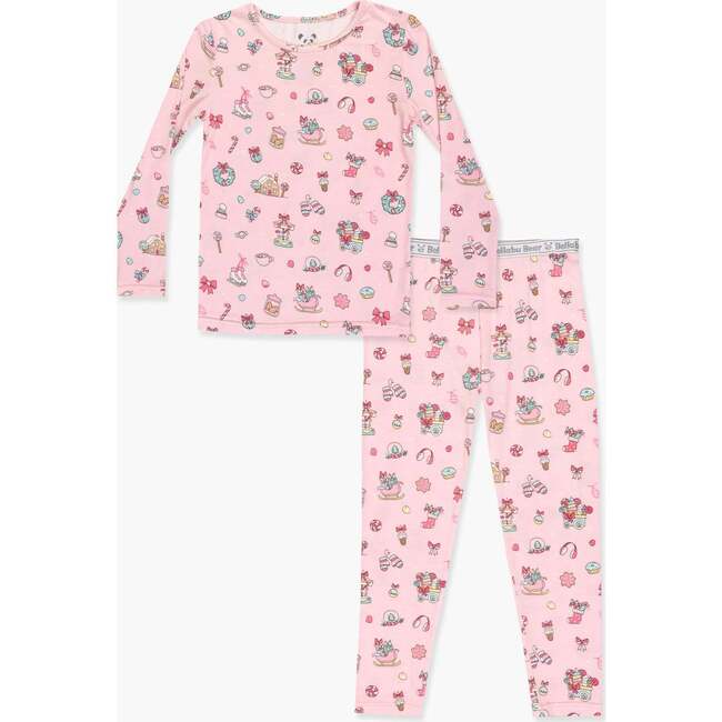 Candy Cane Lane Bamboo Kids Pajamas, Pink