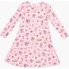 Candy Cane Lane Bamboo Girls' Long Sleeve Dress, Pink - Dresses - 1 - thumbnail