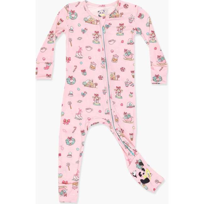 Candy Cane Lane Bamboo Convertible Footie, Pink