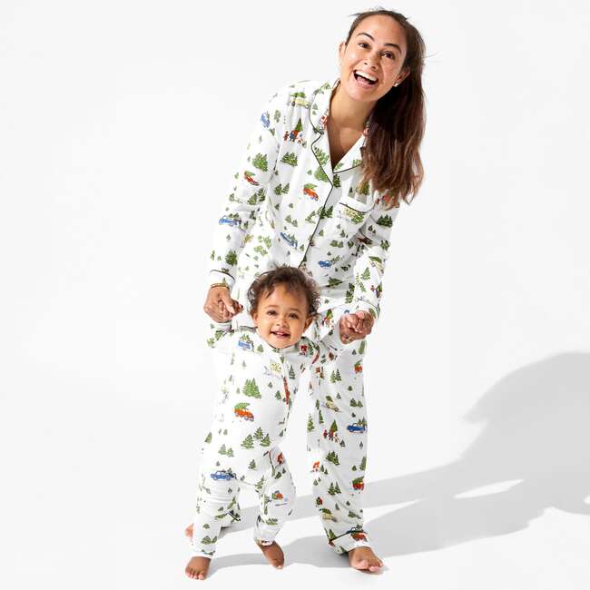 Christmas Tree Farm Bamboo Convertible Footie, White - Footie Pajamas - 6