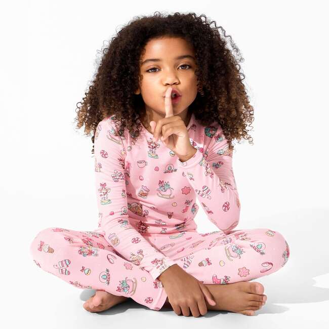 Candy Cane Lane Bamboo Kids Pajamas, Pink - Pajamas - 3