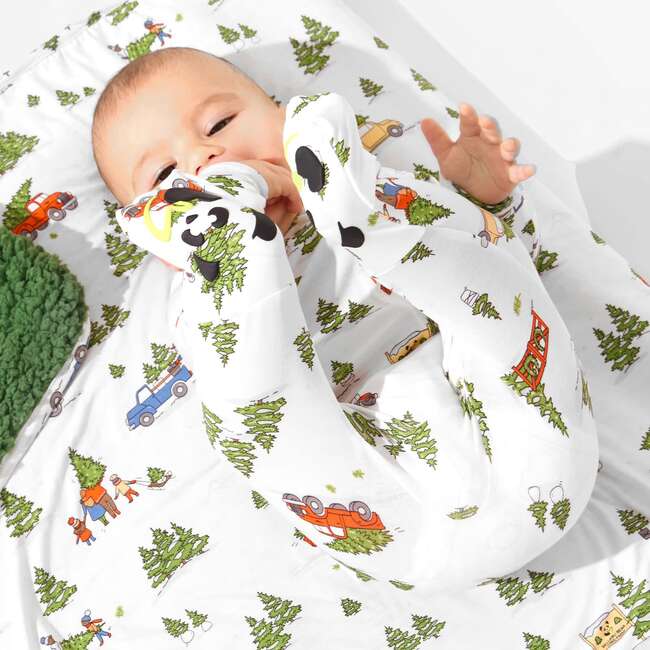Christmas Tree Farm Bamboo Convertible Footie, White - Footie Pajamas - 7