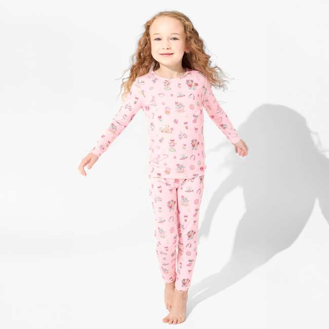 Candy Cane Lane Bamboo Kids Pajamas, Pink - Pajamas - 6