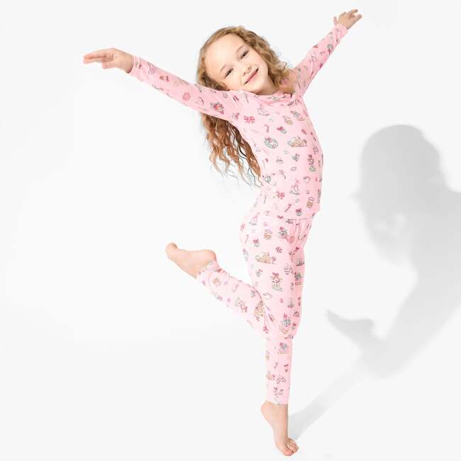 Candy Cane Lane Bamboo Kids Pajamas, Pink - Pajamas - 7