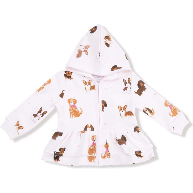 Zip Peplum Hoodie, Best Friend Dogs French Terry Pink