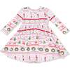 Twirly Long Sleeve Dress, Sugar Plum Fairy Nutcracker Fair Isle Pink - Dresses - 1 - thumbnail