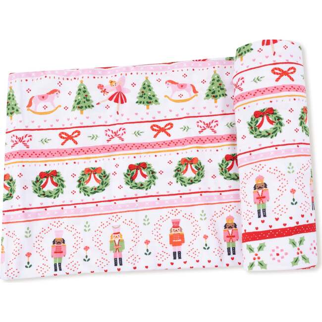 Swaddle Blanket, Sugar Plum Fairy Nutcracker Fair Isle Pink