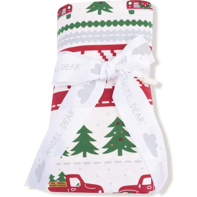 Swaddle Blanket, Red Truck Fair Isle - Swaddles - 2