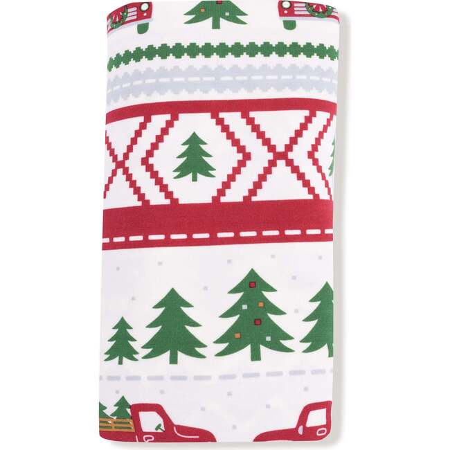Swaddle Blanket, Red Truck Fair Isle - Swaddles - 3