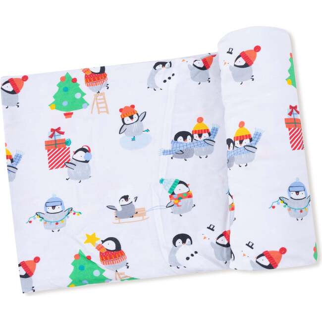 Swaddle Blanket, Holiday Penguins