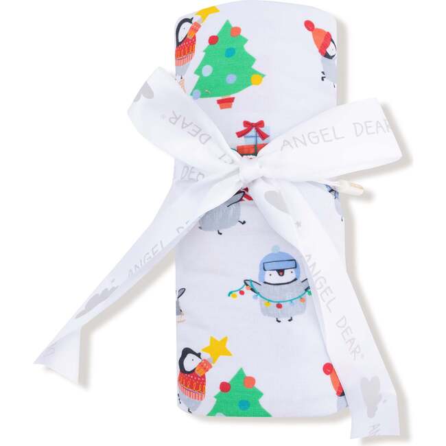 Swaddle Blanket, Holiday Penguins
