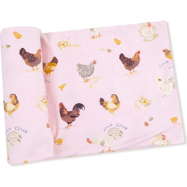 Swaddle Blanket, Collectors Chickens Pink