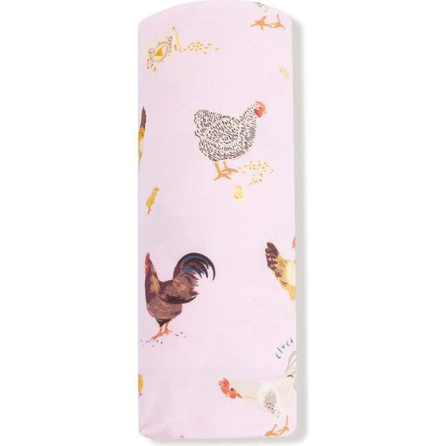 Swaddle Blanket, Collectors Chickens Pink - Swaddles - 3