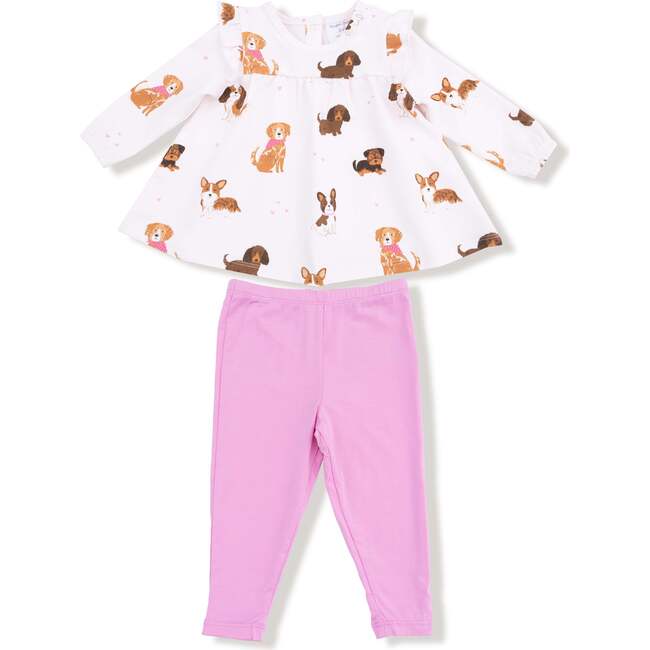 Ruffle Tunic and Leggings, Best Friend Dogs French Terry Pink