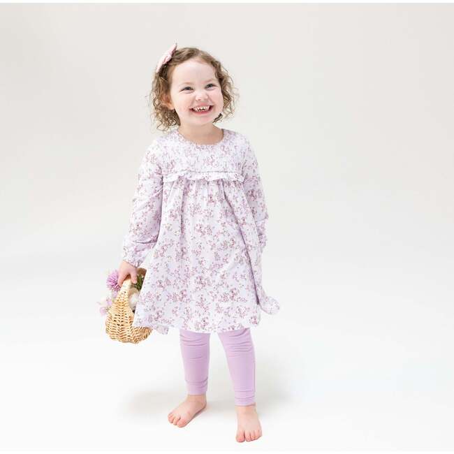 Smocked Ruffle Long Sleeve Tiered Dress + Leggings, Sweet Dream Florals - Dresses - 2
