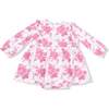Ruffle Long Sleeve Bodysuit Dress, Vintage Pink Roses - Dresses - 1 - thumbnail