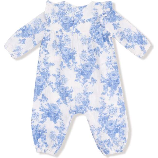 Ruffle Sleeve Romper, Dream Cottage Floral Blue - Rompers - 2