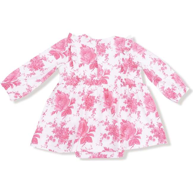 Ruffle Long Sleeve Bodysuit Dress, Vintage Pink Roses - Dresses - 3