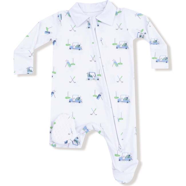 Polo 2 Way Zipper Footie, Baby Golf Carts Blue