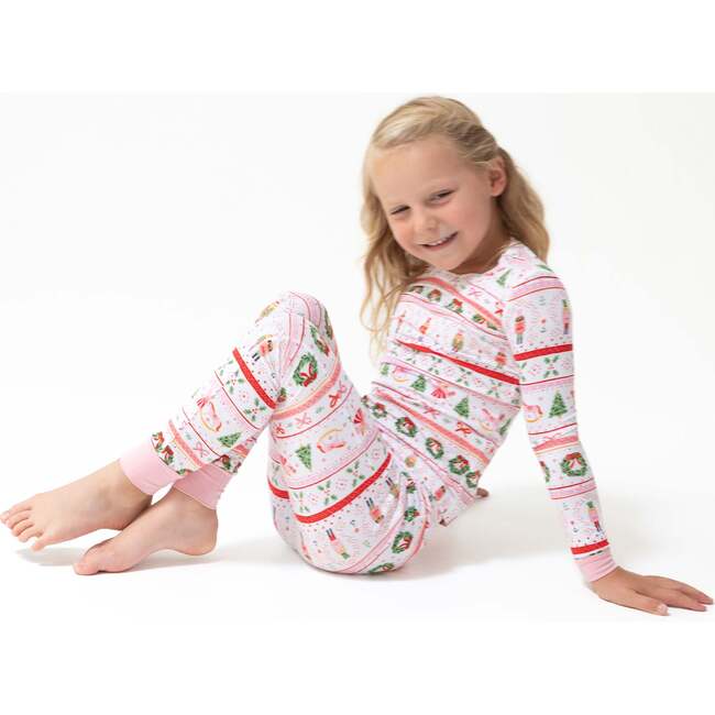 Long Sleeve Loungewear Set, Sugar Plum Fairy Nutcracker Fair Isle Pink - Mixed Apparel Set - 2