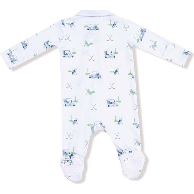Polo 2 Way Zipper Footie, Baby Golf Carts Blue - Footie Pajamas - 2