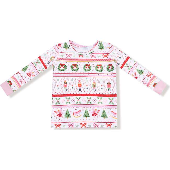 Long Sleeve Loungewear Set, Sugar Plum Fairy Nutcracker Fair Isle Pink - Mixed Apparel Set - 3