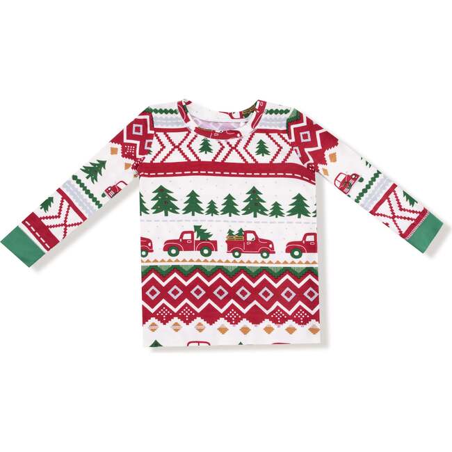Long Sleeve Loungewear Set, Red Truck Fair Isle - Mixed Apparel Set - 3