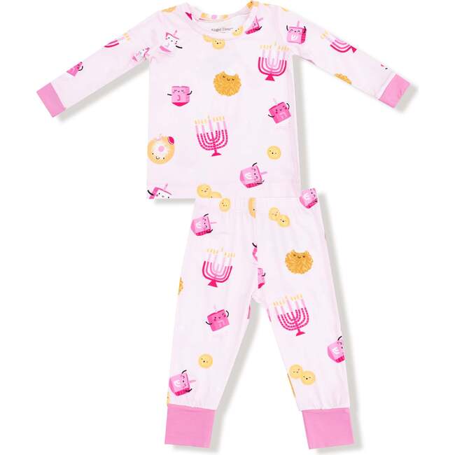 Long Sleeve Loungewear Set, Hanukkah Pink