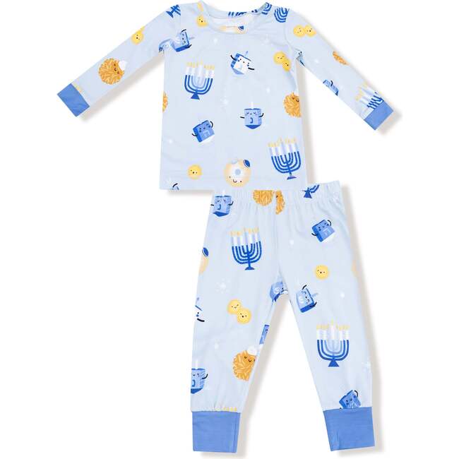 Long Sleeve Loungewear Set, Hanukkah Blue