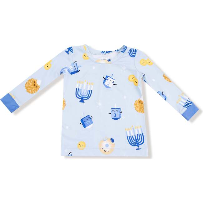 Long Sleeve Loungewear Set, Hanukkah Blue - Mixed Apparel Set - 2