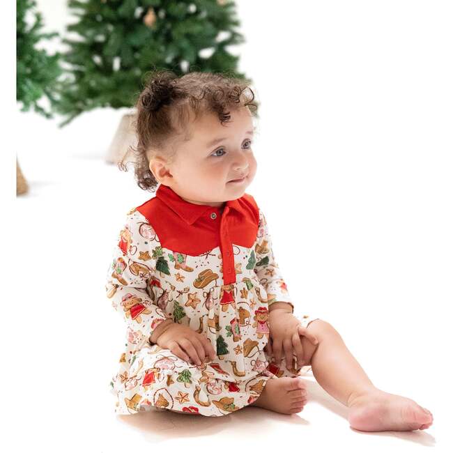 Long Sleeve Cowgirl Bodysuit Dress, Cowgirl Christmas Cookies - Dresses - 2