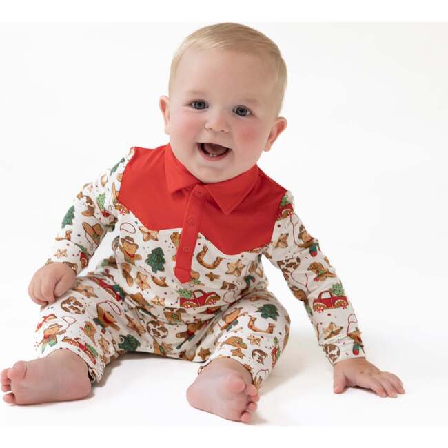 Long Sleeve Cowboy Romper, Cowboy Christmas Cookies - Rompers - 2