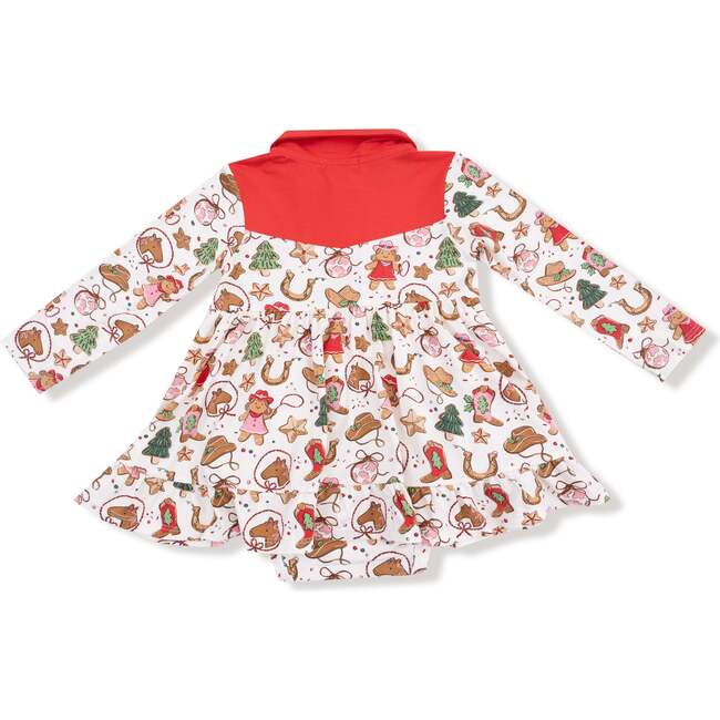 Long Sleeve Cowgirl Bodysuit Dress, Cowgirl Christmas Cookies - Dresses - 3
