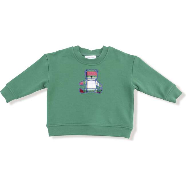 Drop Sleeve Bear Sweatshirt with Rib Cuffs, Holiday Plaid