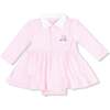 Long Sleeve Polo Bodysuit Dress, Baby Golf Carts Pink - Dresses - 1 - thumbnail