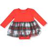 Long Sleeve Tutu Bodysuit, Holiday Plaid - Dresses - 1 - thumbnail