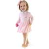 Long Sleeve Polo Bodysuit Dress, Baby Golf Carts Pink - Dresses - 2