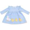 Duck Family Long Sleeve Dress with Diaper Cover, Bebe Blue Dot - Dresses - 3